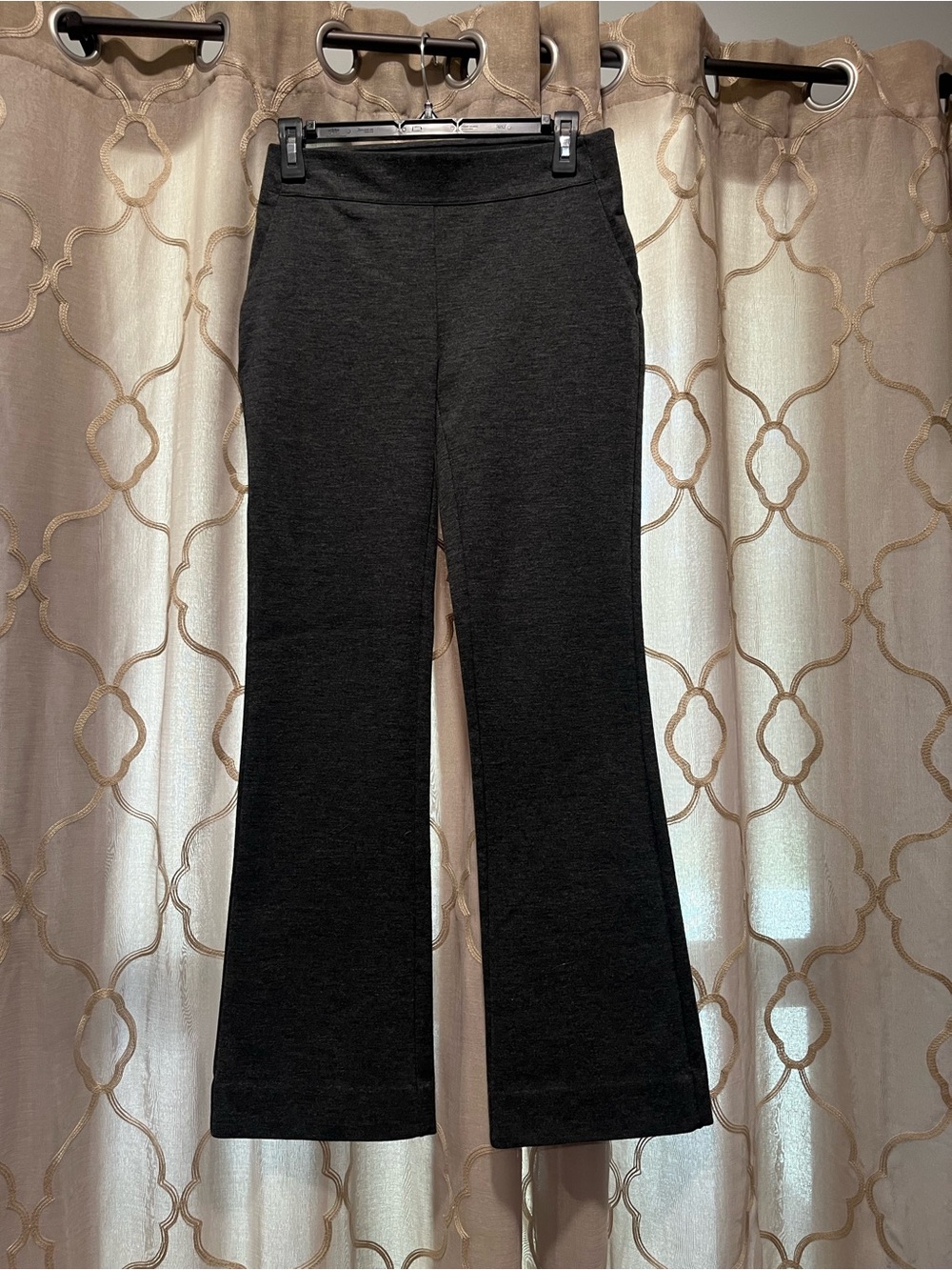 Vera Wang Dark Charcoal Boot-Cut Knit Pants